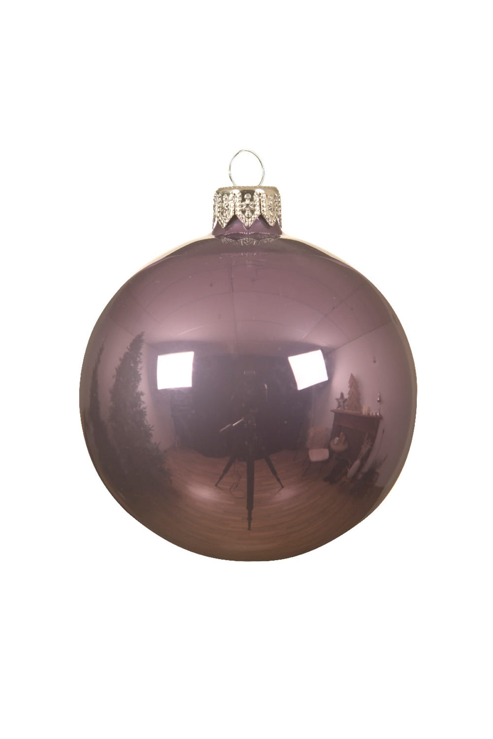 Athome Pavloudakis - Χριστουγεννιάτικη γυάλινη μπάλα σε μωβ ανοιχτό μεταλλικό χρώμα (10 cm)