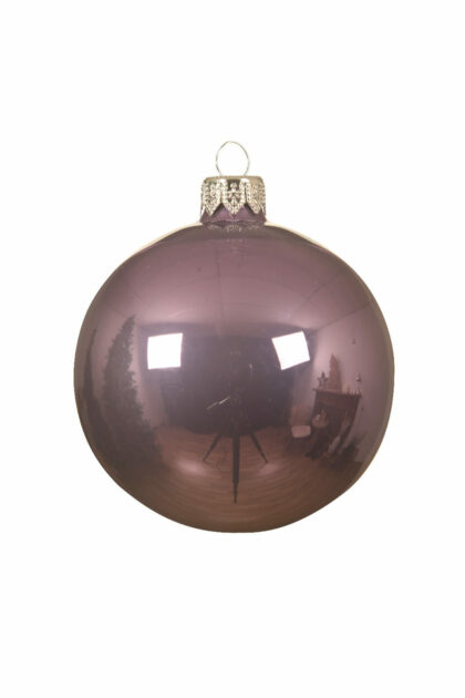 Athome Pavloudakis - Χριστουγεννιάτικη γυάλινη μπάλα μωβ ανοιχτό μεταλλικό 15 cm