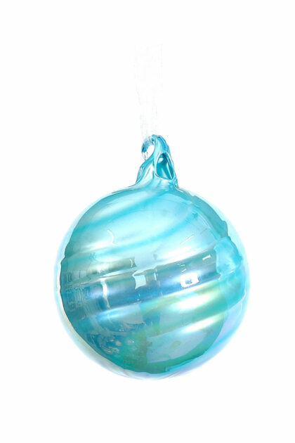 Athome Pavloudakis - Χριστουγεννιάτικη γυάλινη μπάλα απαλό μπλε 9 cm με σχέδια