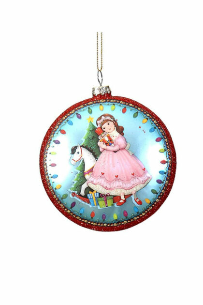 Athome Pavloudakis - Χριστουγεννιάτικο πολύχρωμο γυάλινο στολίδι με κορίτσι 10 cm