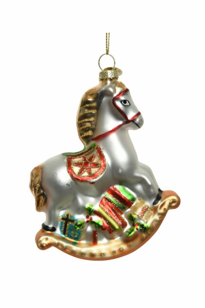 Athome Pavloudakis - Χριστουγεννιάτικο πολύχρωμο γυάλινο στολίδι άλογο 11