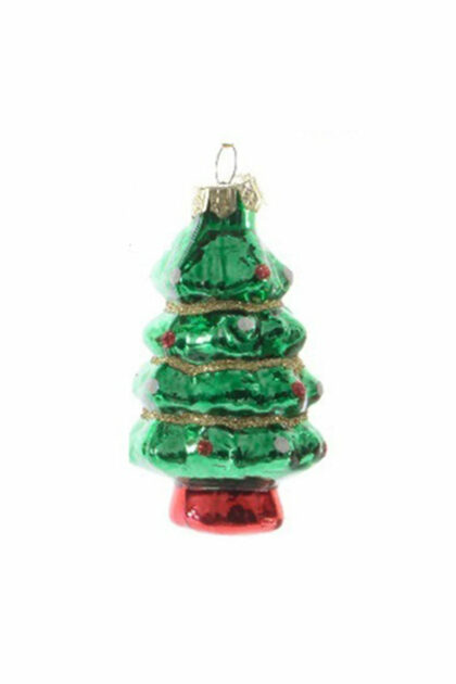Athome Pavloudakis - Χριστουγεννιάτικο πράσινο γυάλινο στολίδι δενδράκι 7 cm