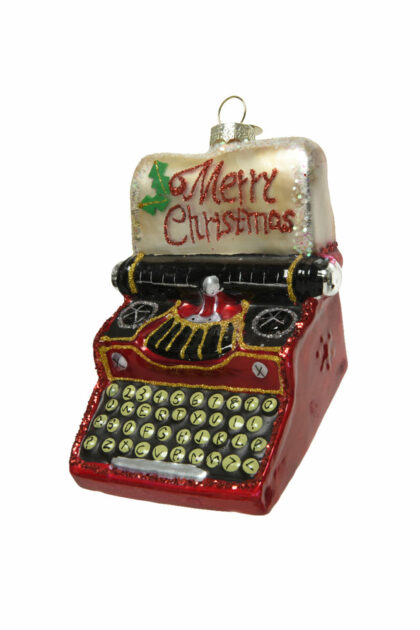 Athome Pavloudakis - Χριστουγεννιάτικο κόκκινο γυάλινο διακοσμητικό στολίδι Γραφομηχανή 11x8