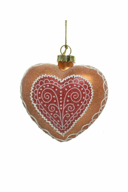 Athome Pavloudakis - Χριστουγεννιάτικο καραμέλας βουτύρου γυάλινο στολίδι καρδιά 10 cm