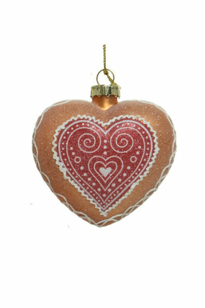 Athome Pavloudakis - Χριστουγεννιάτικο καραμέλας βουτύρου γυάλινο στολίδι καρδιά 10 cm