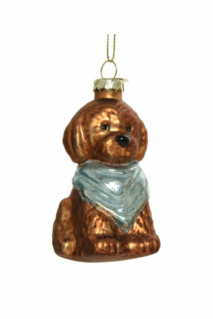 Athome Pavloudakis - Χριστουγεννιάτικο κανέλλας γυάλινο στολίδι σκύλος 10 cm