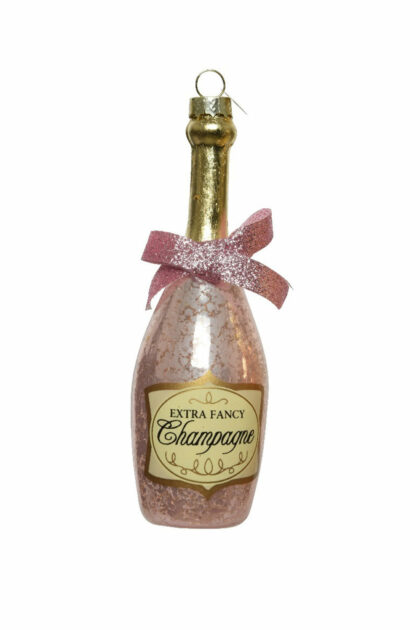 Athome Pavloudakis - Χριστουγεννιάτικο ροζ γυάλινο στολίδι μπουκάλι με φιόγκο 13