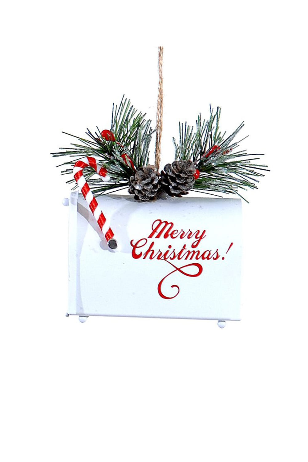 Athome Pavloudakis - Χριστουγεννιάτικο λευκό μεταλλικό διακοσμητικό στολίδι γραμματοκιβώτιο (10 cm)