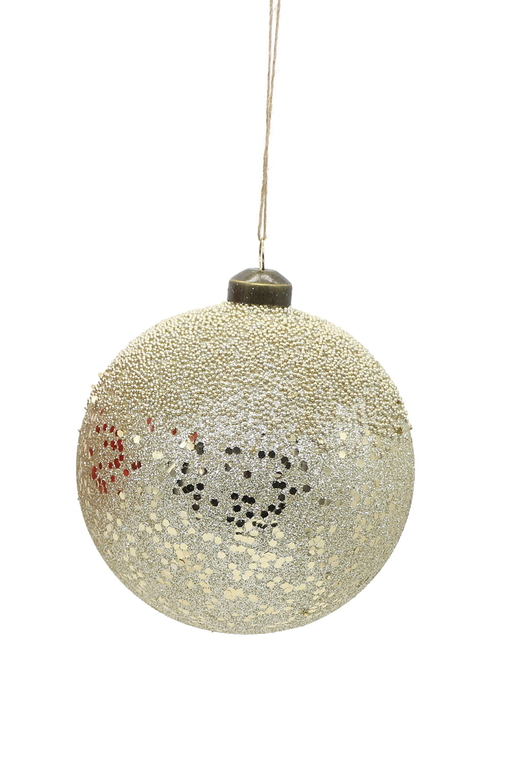 Athome Pavloudakis - Χριστουγεννιάτικη γυάλινη χρυσή μπάλα με χάντρες (12 cm)