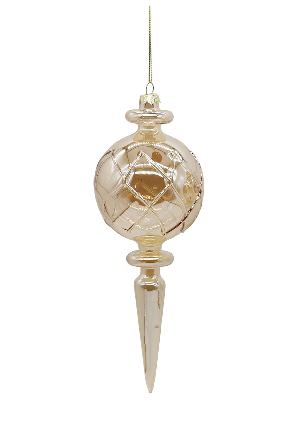Athome Pavloudakis - Χριστουγεννιάτικο χρυσό γυάλινο διακοσμητικό στολίδι (15 cm)