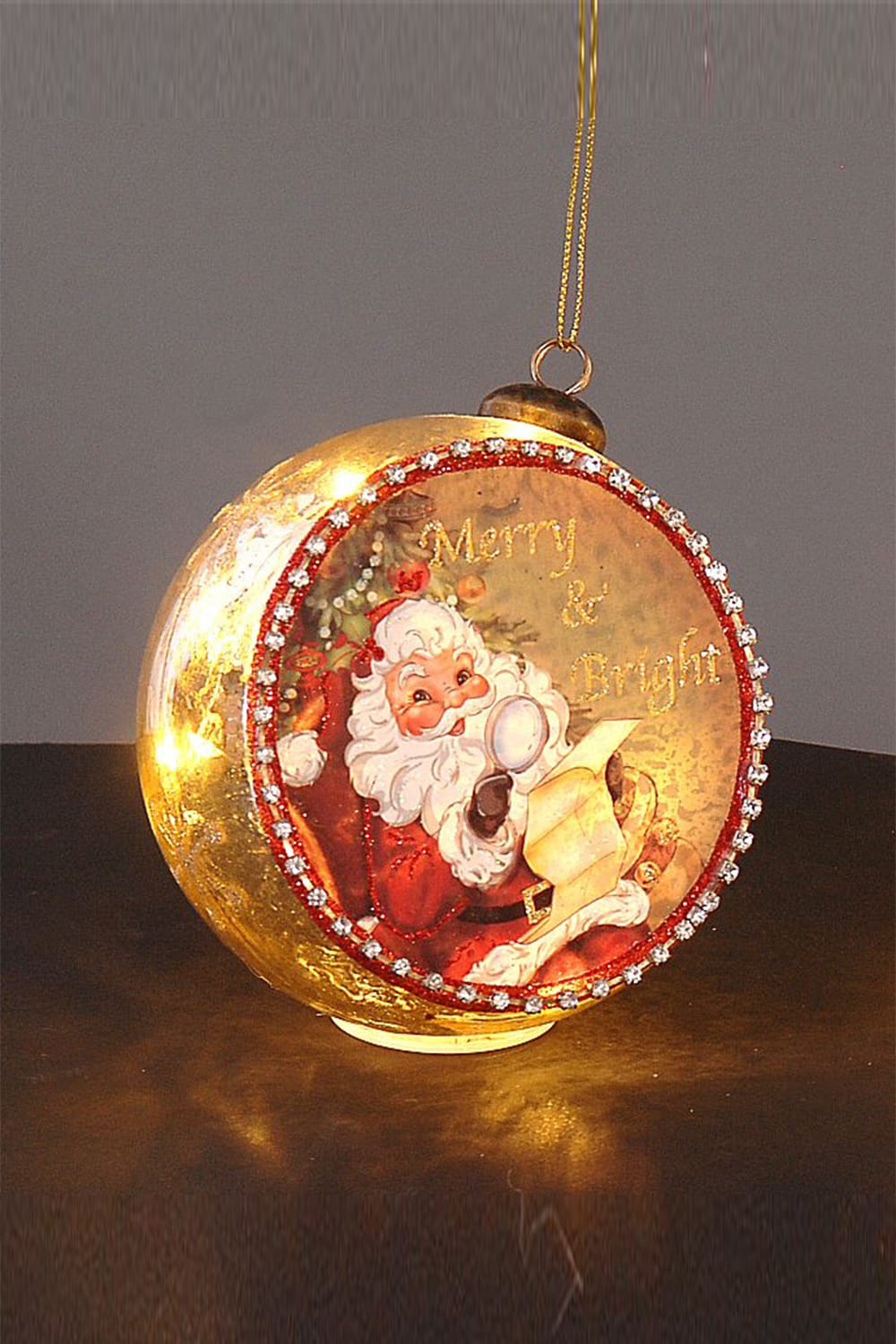 Athome Pavloudakis - Χριστουγεννιάτικο διακοσμητικό χρυσή μπάλα θερμό λευκό (LED