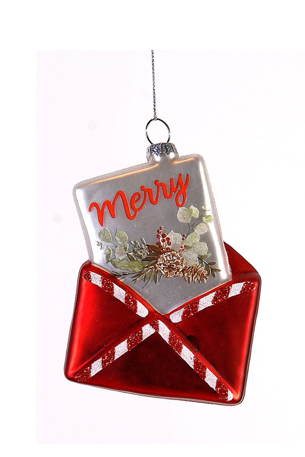 Athome Pavloudakis - Χριστουγεννιάτικος γυάλινος κρεμαστός κόκκινος γιορτινός φάκελος (13 cm)