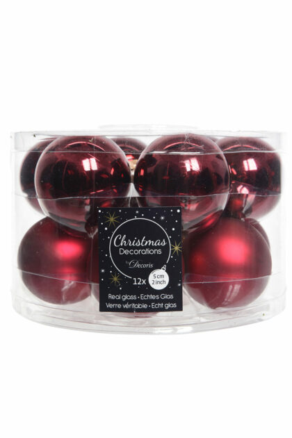 Athome Pavloudakis - Χριστουγεννιάτικη γυάλινη μπάλα σε χρώμα μπορντώ γυαλιστερό-ματ 3