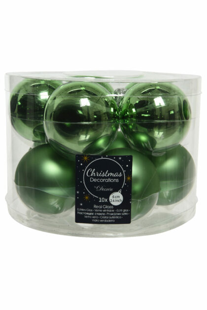 Athome Pavloudakis - Σετ Χριστουγεννιάτικες γυάλινες μπάλες ανοιχτό πράσινο 10 τμχ 6 cm
