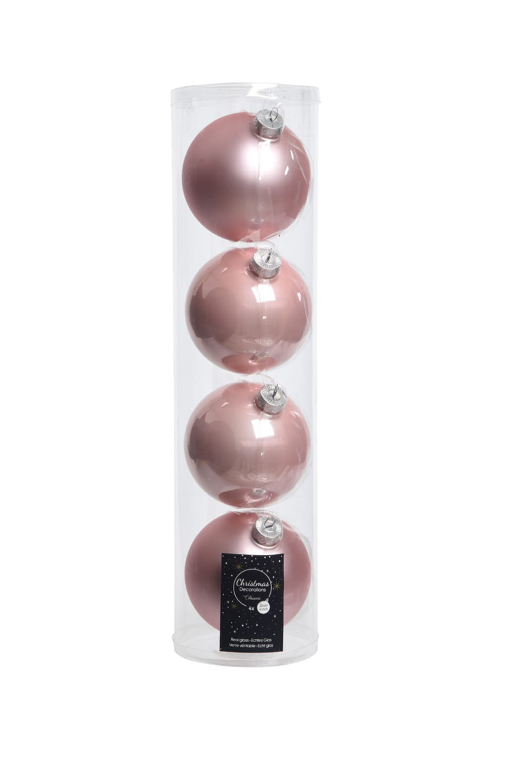 Athome Pavloudakis - Σετ Χριστουγεννιάτικες γυάλινες ροζ μπάλες 4 τμχ (10 cm)