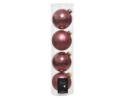Athome Pavloudakis - Χριστουγεννιάτικη γυάλινη μπάλα σε χρώμα ροζ βελούδο μεταλλικό-ματ δ 10 cm μονόχρωμη Σετ 4τμχ