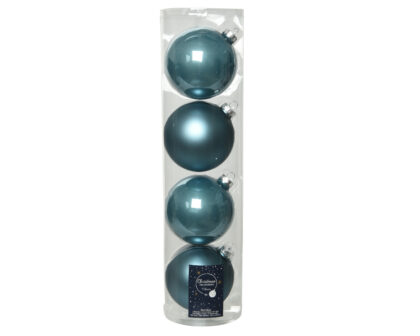 Athome Pavloudakis - Χριστουγεννιάτικη γυάλινη μπάλα σε χρώμα μπλε της αυγής μεταλλικό-ματ δ 10 cm Σετ 4τμχ