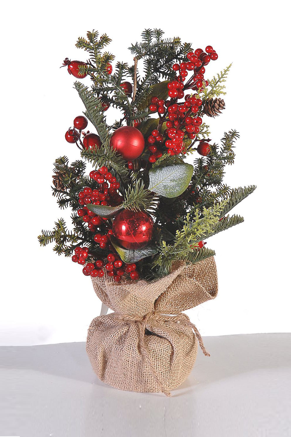 Athome Pavloudakis - Χριστουγεννιάτικο διακοσμητικό επιτραπέζιο πράσινο δενδράκιμε μπέρι (58 cm)