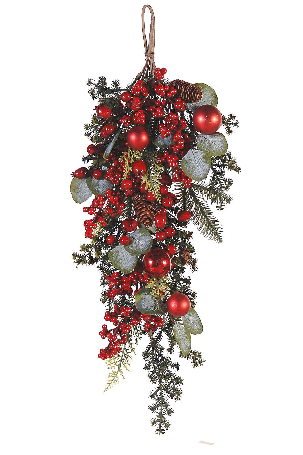 Athome Pavloudakis - Χριστουγεννιάτικη πράσινη διακοσμητική δέσμη κλαδιών με μπέρι (P.E.) (70 cm)