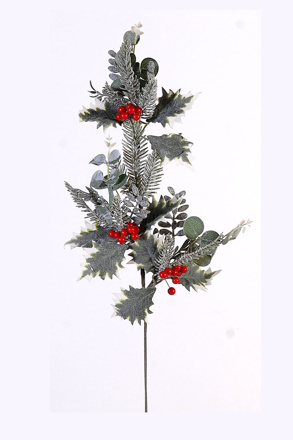 Athome Pavloudakis - Χριστουγεννιάτικο συνθετικό πράσινο κλαρί έλατο με κόκκινους καρπούς (70 cm)