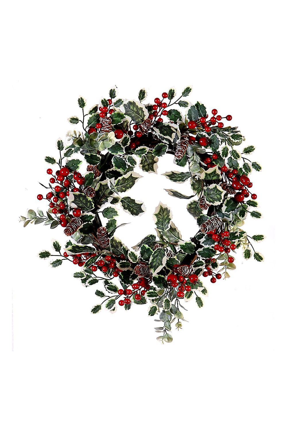Athome Pavloudakis - Χριστουγεννιάτικο διακοσμητικό πράσινο στεφάνι κισσού με μπέρι (56 cm)