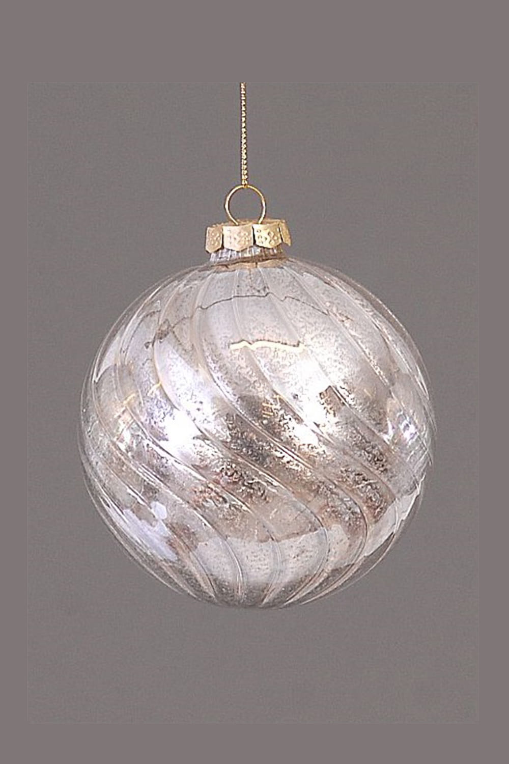 Athome Pavloudakis - Χριστουγεννιάτικη γυάλινη διακοσμητική μπάλα σε χρυσό ιριδίζον χρώμα (10 cm)