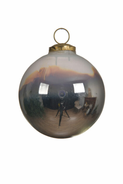 Athome Pavloudakis - Χριστουγεννιάτικη γυάλινη μπάλα λευκό/ασημί μεταλλικό 10 cm με σχέδια