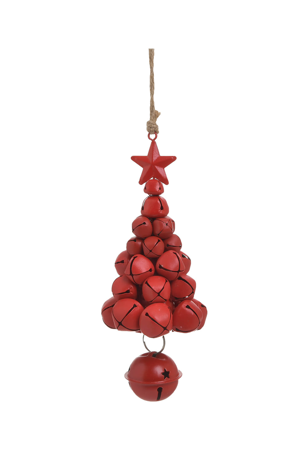 Athome Pavloudakis - Χριστουγεννιάτικο κόκκινο μεταλλικό διακοσμητικό στολίδι δενδράκι με κουδουνάκια (7x7x17 cm)