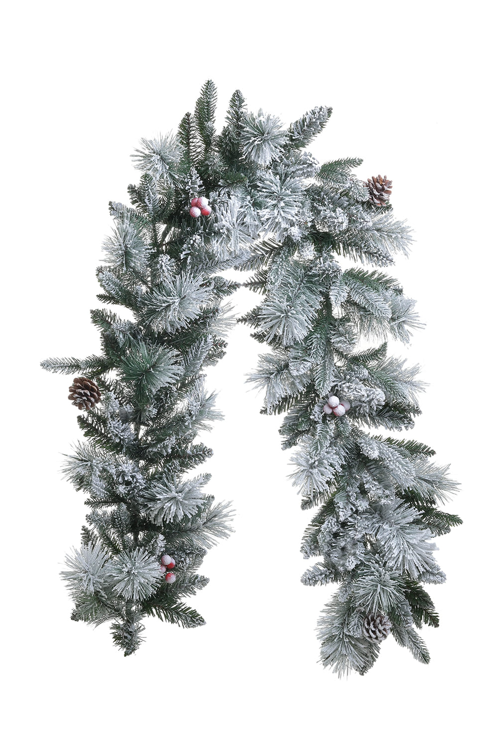 Athome Pavloudakis - Χριστουγεννιάτικη πράσινη χιονισμένη γιρλάντα με κουκουνάρια (180 cm)