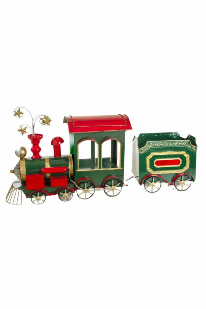 Athome Pavloudakis - Χριστουγεννιάτικο διακοσμητικό πράσινο τραίνο με κόκκινες λεπτομέρειες 87 cm