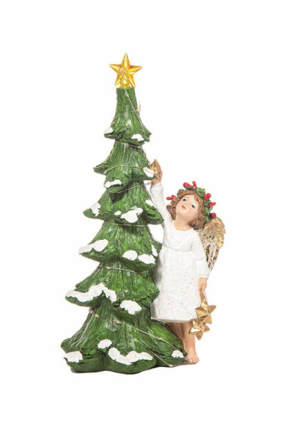 Athome Pavloudakis - Χριστουγεννιάτικο πράσινο δενδράκι LED με άγγελο 32 cm