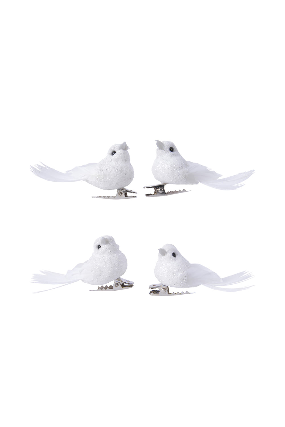 Athome Pavloudakis - Χριστουγεννιάτικο Σετ 4 τμχ λευκά πουλάκια με κλίπ (2