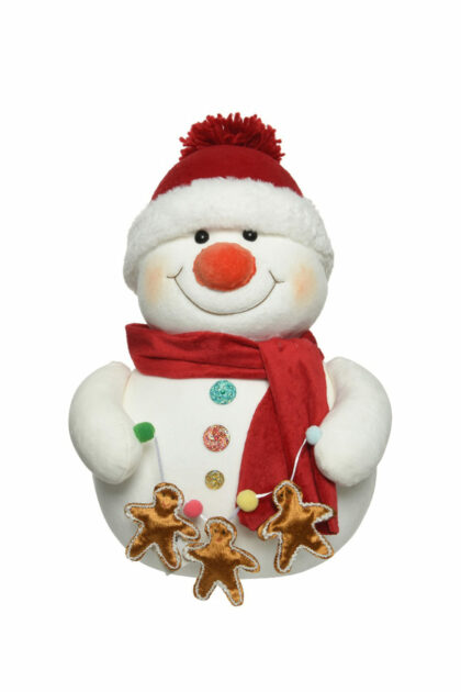 Athome Pavloudakis - Χριστουγεννιάτικο λευκό συνθετικό στολίδι χιονάνθρωπος 28x21x29 cm
