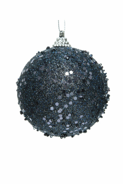 Athome Pavloudakis - Χριστουγεννιάτικη μπάλα αφρού με μπλε της νύχτας χάντρες 8 cm