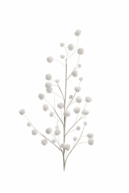 Athome Pavloudakis - Χριστουγεννιάτικο συνθετικό κλαδί με λευκές χιονόμπαλες 55 cm