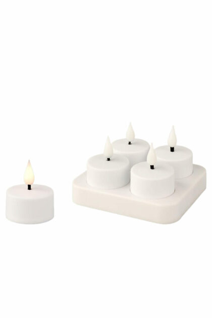 Athome Pavloudakis - Χριστουγεννιάτικα λευκά κεριά με LED 4x5