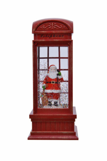 Athome Pavloudakis - Χριστουγεννιάτικος Τηλεφωνικός θάλαμος με Αγ. Βασίλη 11x11x25 cm