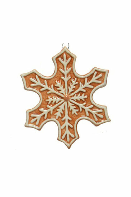 Athome Pavloudakis - Χριστουγεννιάτικο καφέ τερρακότα κεραμικό στολίδι νιφάδα 9 cm