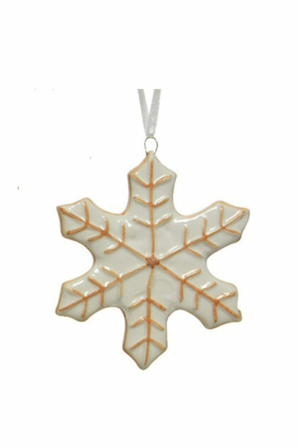 Athome Pavloudakis - Χριστουγεννιάτικο λευκό κεραμικό στολίδι νιφάδα 9 cm