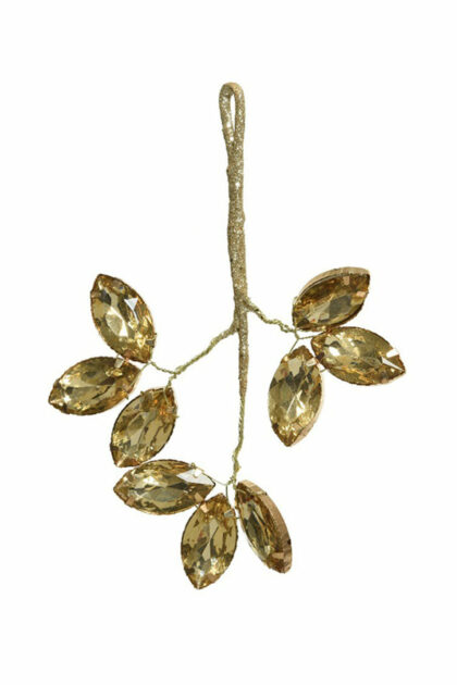 Athome Pavloudakis - Χριστουγεννιάτικο χρυσό συνθετικό στολίδι κλαδάκι με κρύσταλα 8x15x1 cm