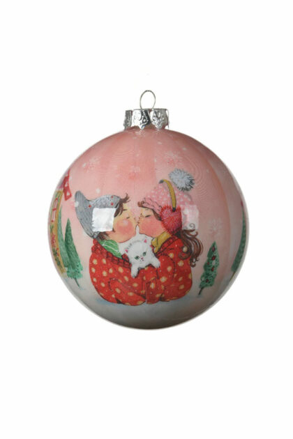 Athome Pavloudakis - Χριστουγεννιάτικη μπάλα αφρού με παραμυθένιο ζευγάρι 8 cm