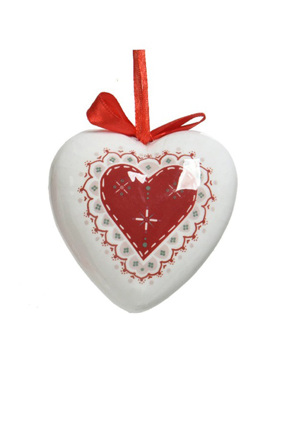 Athome Pavloudakis - Χριστουγεννιάτικο λευκό στολίδι αφρού σε σχήμα καρδιάς (8 cm)