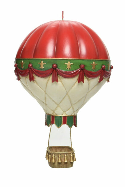 Athome Pavloudakis - Χριστουγεννιάτικο κόκκινο polyresin στολίδι αερόστατο 25