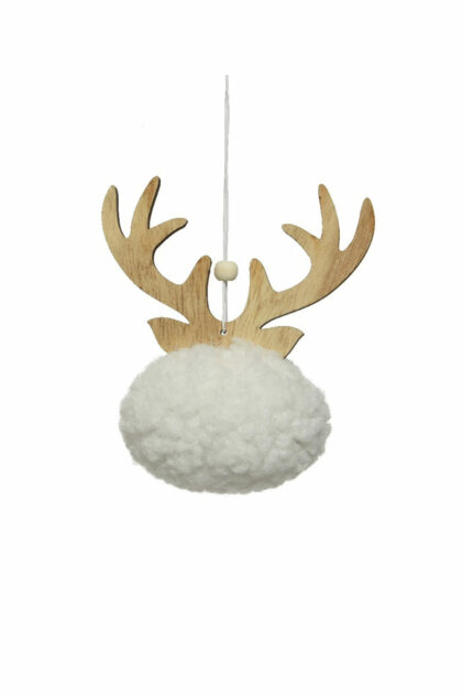 Athome Pavloudakis - Χριστουγεννιάτικο λευκό συνθετικό διακοσμητικό στολίδι τάρανδος 13 cm