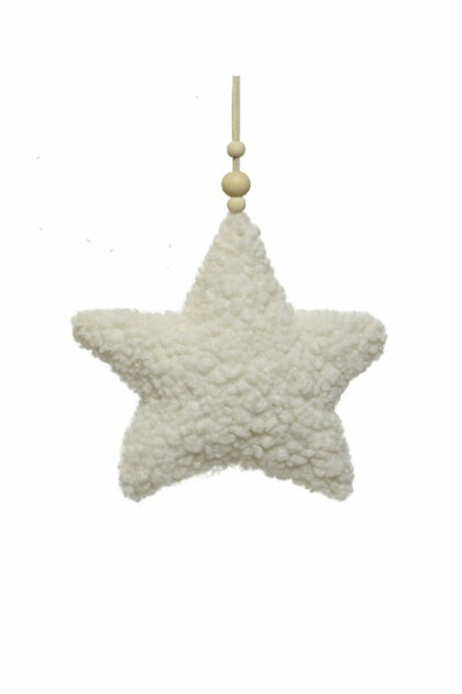 Athome Pavloudakis - Χριστουγεννιάτικο λευκό λούτρινο διακοσμητικό στολίδι αστέρι 22 cm