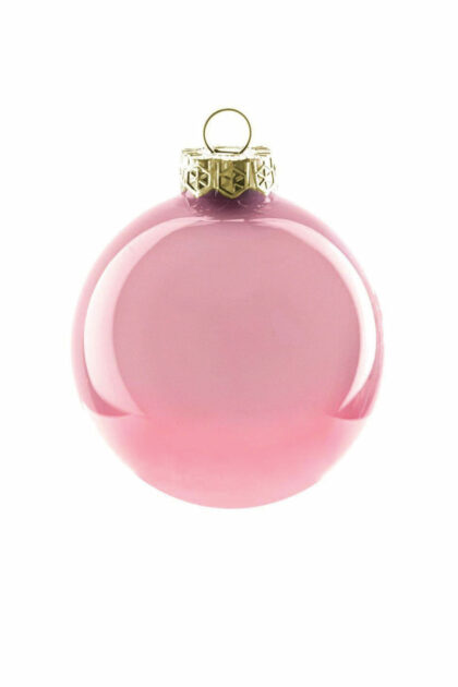 Athome Pavloudakis - Χριστουγεννιάτικη γυάλινη μπάλα ροζ γυαλιστερό 8 cm