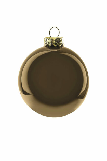 Athome Pavloudakis - Χριστουγεννιάτικη γυάλινη μπάλα λαδί γυαλιστερό 8 cm