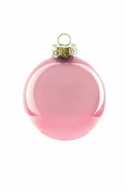 Athome Pavloudakis - Χριστουγεννιάτικη γυάλινη ροζ γυαλιστερή μπάλα 10 cm
