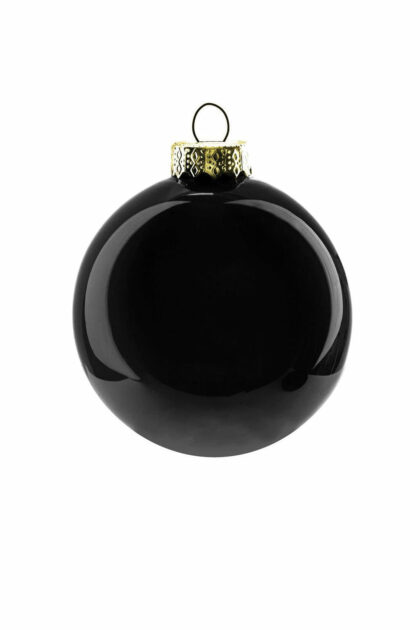 Athome Pavloudakis - Χριστουγεννιάτικη γυάλινη  μαύρη γυαλιστερή μπάλα 8 cm