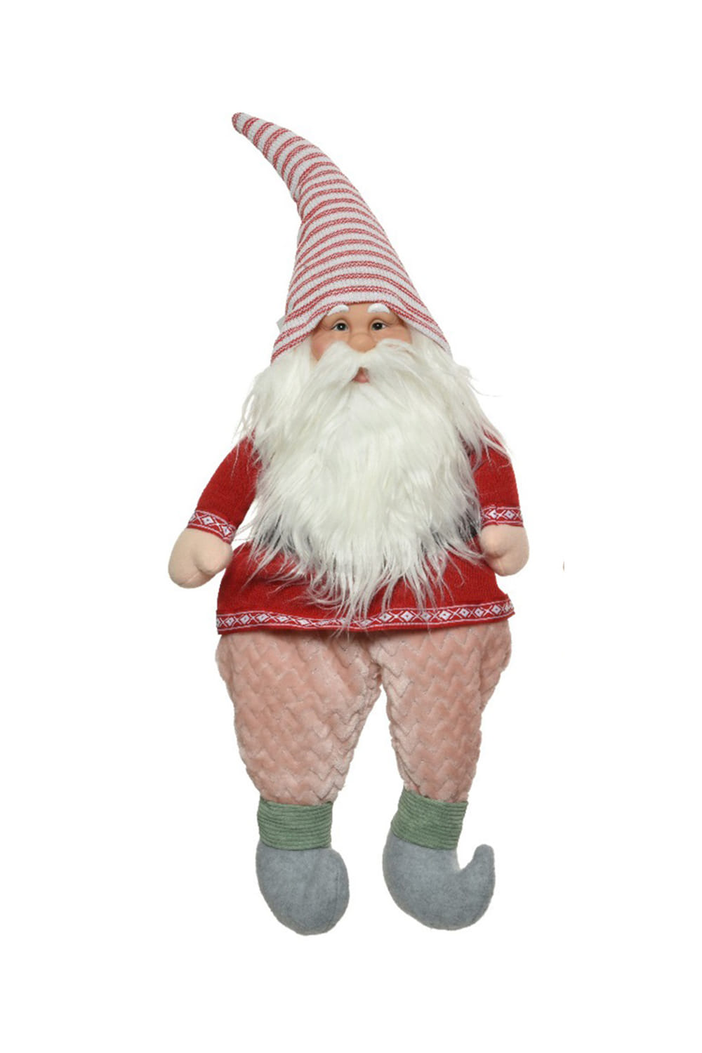 Athome Pavloudakis - Χριστουγεννιάτικος συνθετικός νάνος-gnome με ριγέ καπέλο (30x16x75 cm)